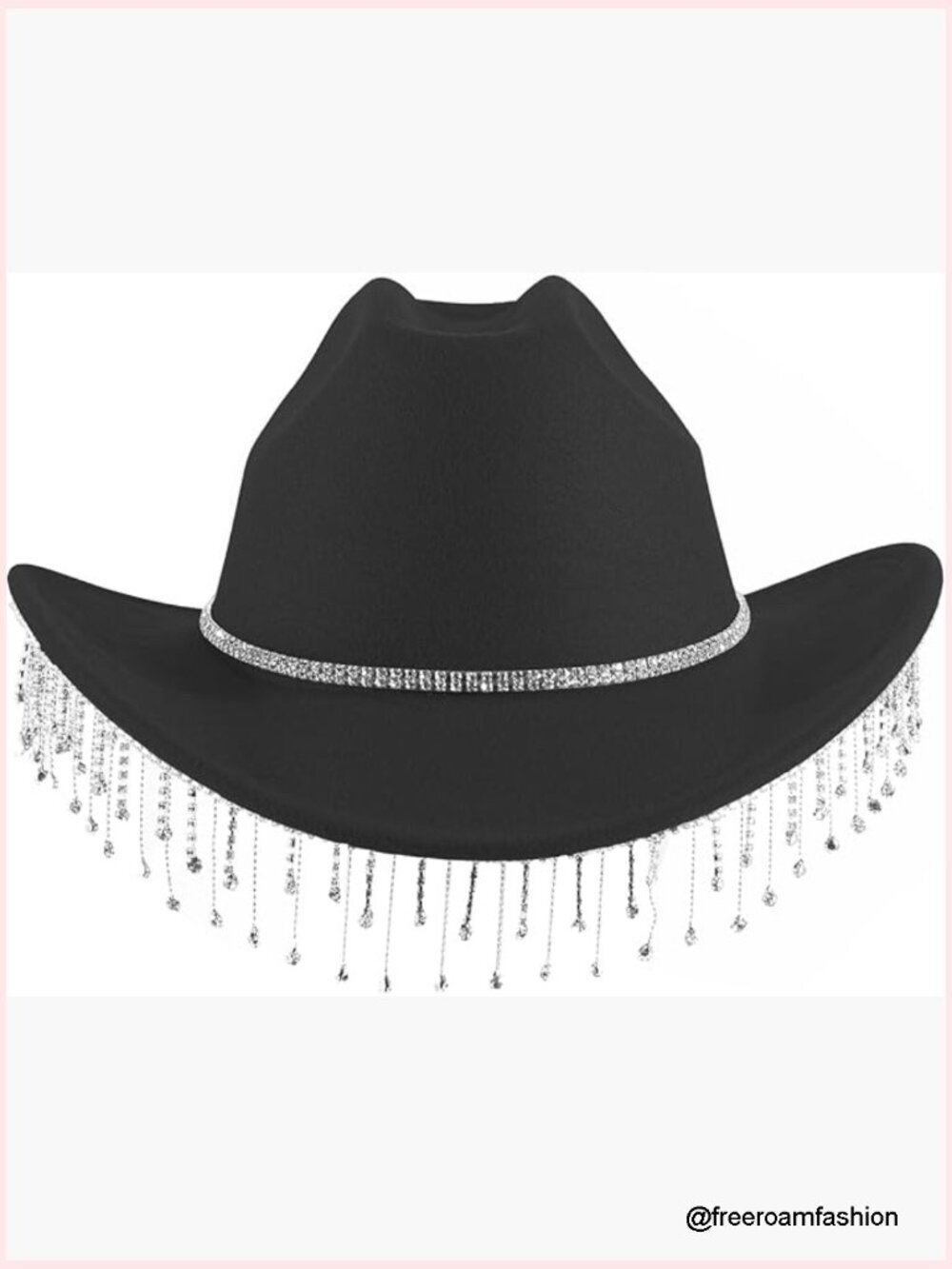 Rhinestone Cowboy Hat with Bling Fringe and Diamond Band